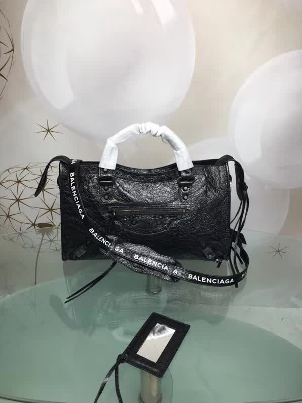 BALENCIAG巴黎世家 歐洲水貨 Balenciaga city小黑釘 限量 原廠爆裂紋羊皮黑白塗鴉 手提包  BL1154